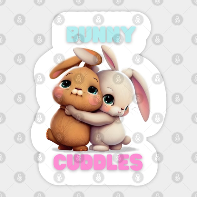 Bunny cuddles hugs Sticker by Karienbarnes